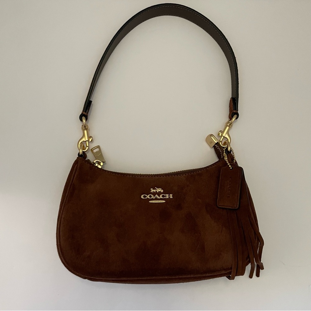 Coach Mini Teri Suede Vintage Brown Shoulder Bag NWT